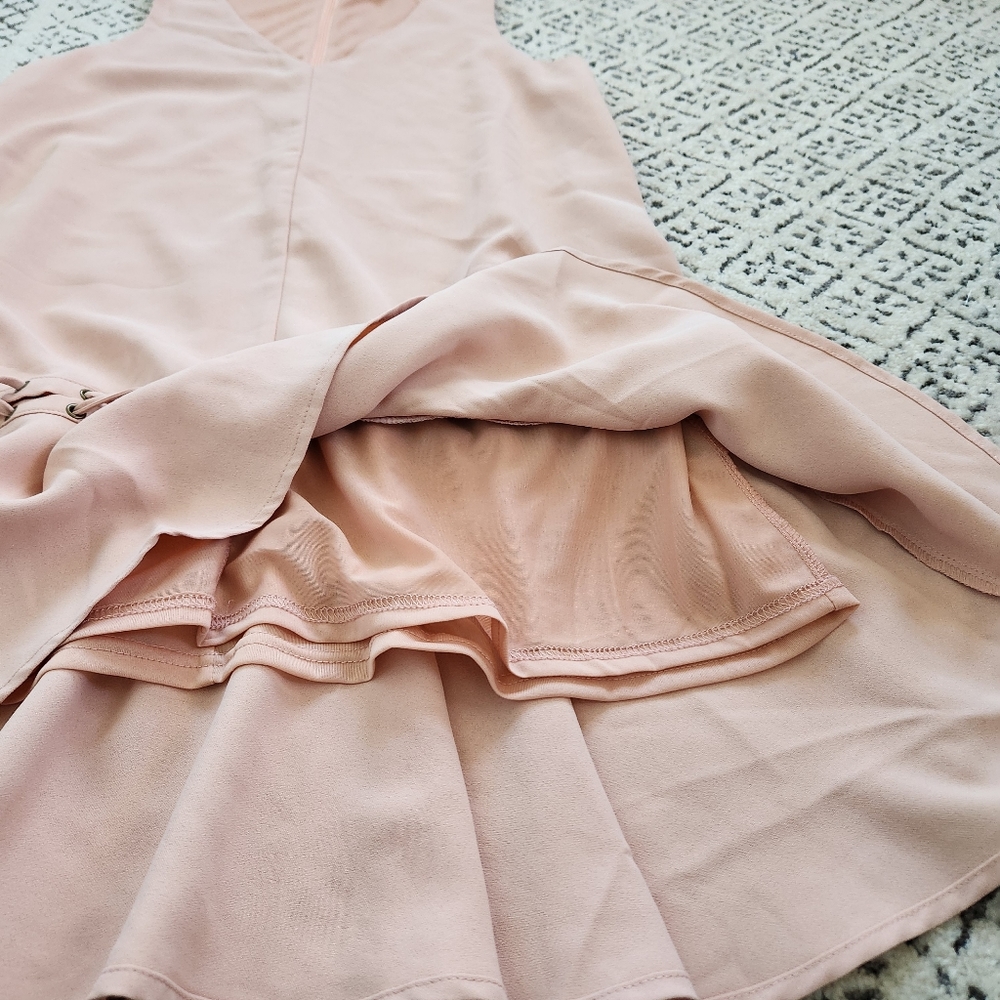 Sugar + Lips Loose Fit Sleeveless Ruffle Bottom Petal Pink Midi Dress Girlypop M - Picture 7 of 14